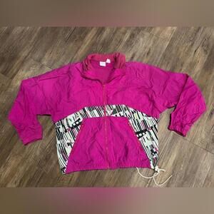 Vtg Nike Hot Pink Patterned Windbreaker Full Zip 80s 90s Jacket Sz M EUC